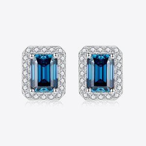 2 Carat Moissanite Stud Earrings in Indigo For Women